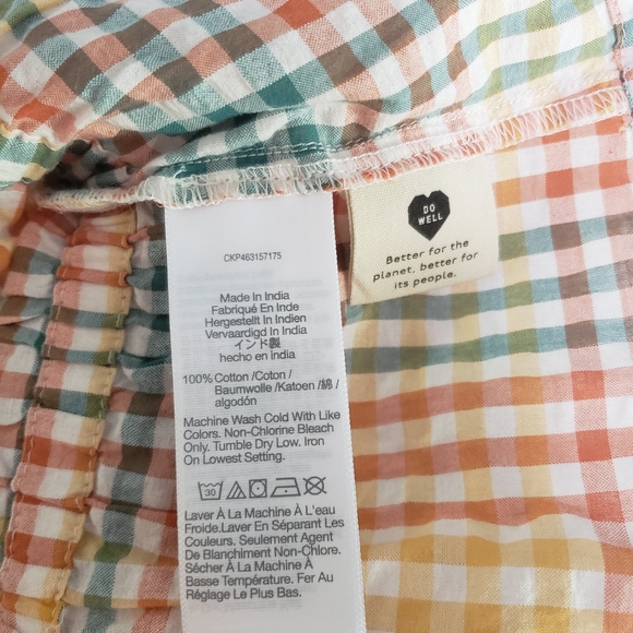 Large Madewell Sophia Seersucker Top Yellow/Orange/Green/White Spring Su… - Picture 4 of 4